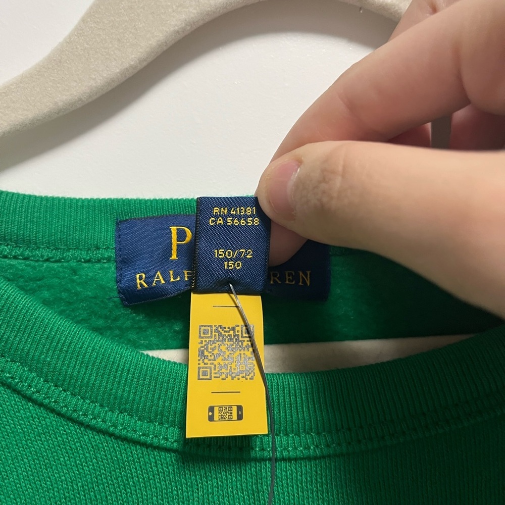 NWT Polo Ralph Lauren Fleece Crewneck Sweatshirt Kelly Green Kids Size 10-12 - Picture 7 of 10